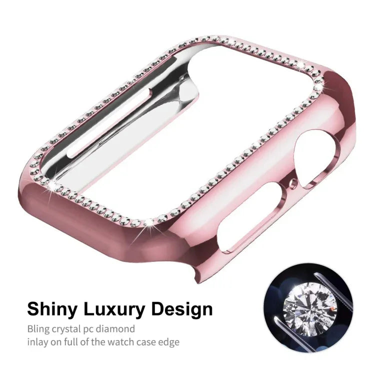 ENKAY Hat-Prince 電鍍 PC 鑽石錶殼 + 全覆蓋曲面 PET 螢幕保護膜，適用於 Apple Watch Series 7 45mm
