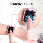 ENKAY Hat-Prince 電鍍 PC 鑽石錶殼 + 全覆蓋曲面 PET 螢幕保護膜，適用於 Apple Watch Series 7 45mm