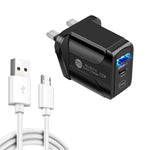 PD25W USB-C / Type-C + QC3.0 USB 雙埠快速充電器，附USB轉Micro USB數據線，英規插頭，英規插頭 + USB轉Micro USB線