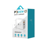 PD25W USB-C / Type-C + QC3.0 USB 雙埠快速充電器，附USB轉Type-C數據線，英規插頭，英規插頭 + USB轉Type-C線