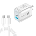 PD25W USB-C / Type-C + QC3.0 USB 雙埠快速充電器，附USB-C轉USB-C數據線，美規插頭，美規插頭 + USB-C轉USB-C線