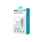 PD25W USB-C / Type-C + QC3.0 USB 雙埠快速充電器，附USB-C轉USB-C數據線，美規插頭，美規插頭 + USB-C轉USB-C線