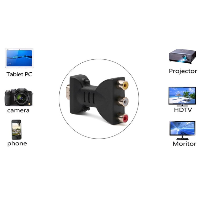 鍍金 HDMI 公頭轉 3 色 RGB RCA 視頻音頻轉接器 AV 元件轉換器，適用於 DVD 投影機，HDMI