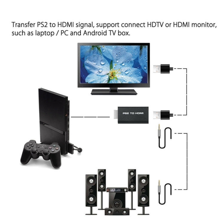 PS2 轉 HDMI 視頻轉換器，帶 3.5mm 輸出