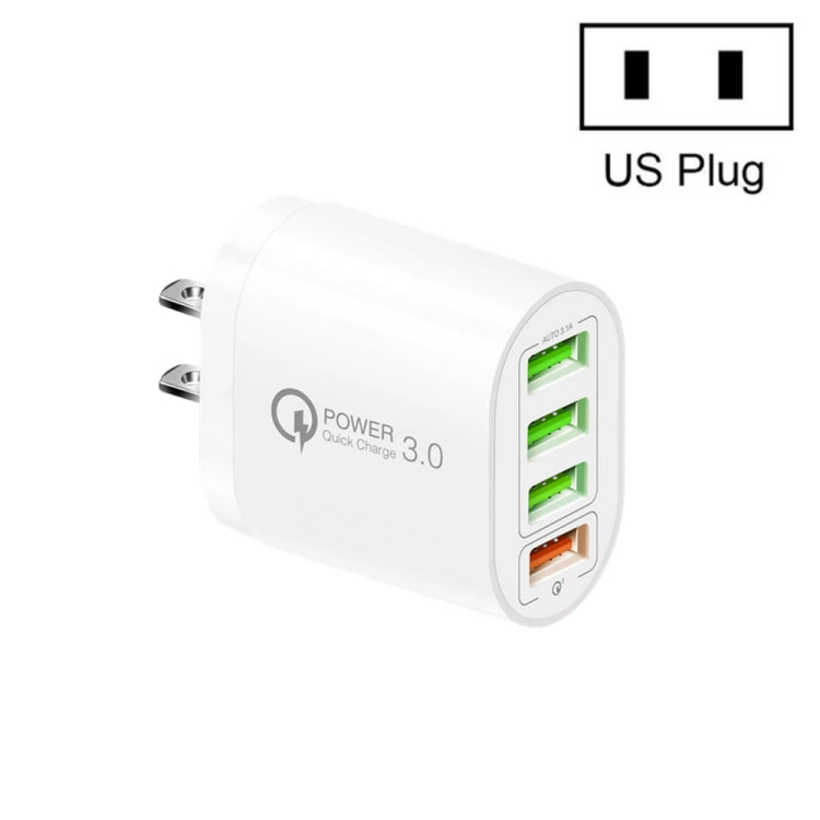 QC-04 QC3.0 + 3埠USB 2.0 多埠手機平板充電器，美規插頭，美規插頭