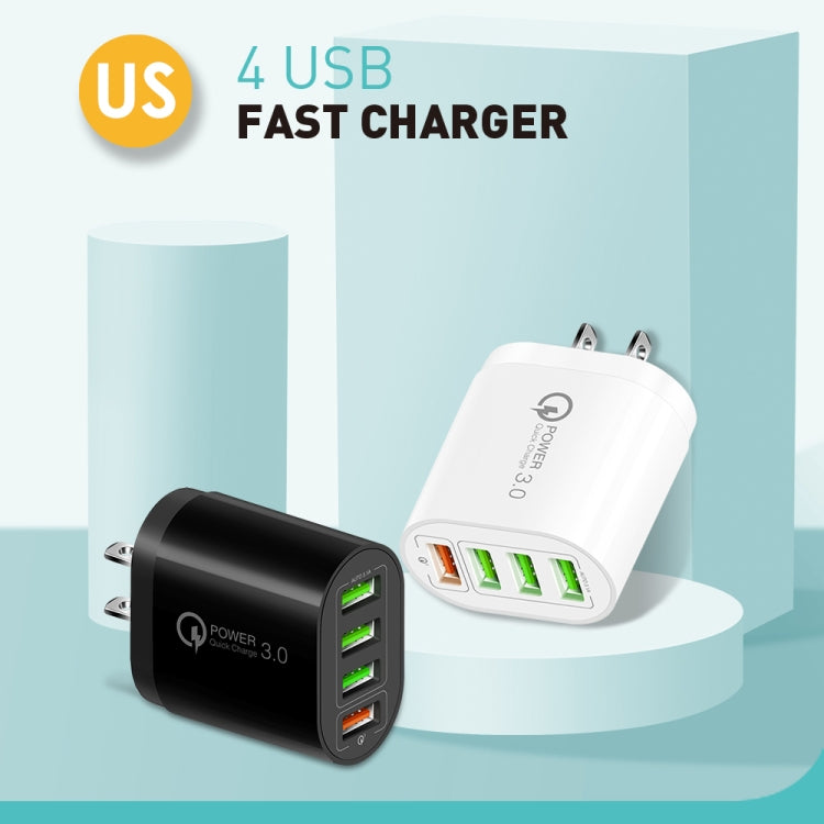 QC-04 QC3.0 + 3埠USB 2.0 多埠手機平板充電器，美規插頭，美規插頭