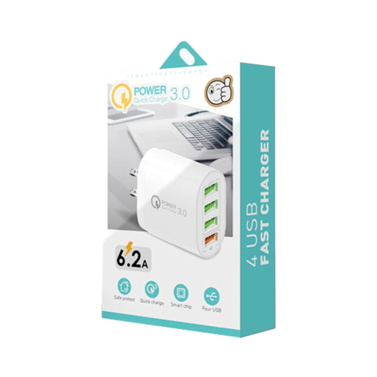 QC-04 QC3.0 + 3埠USB 2.0 多埠手機平板充電器，美規插頭，美規插頭