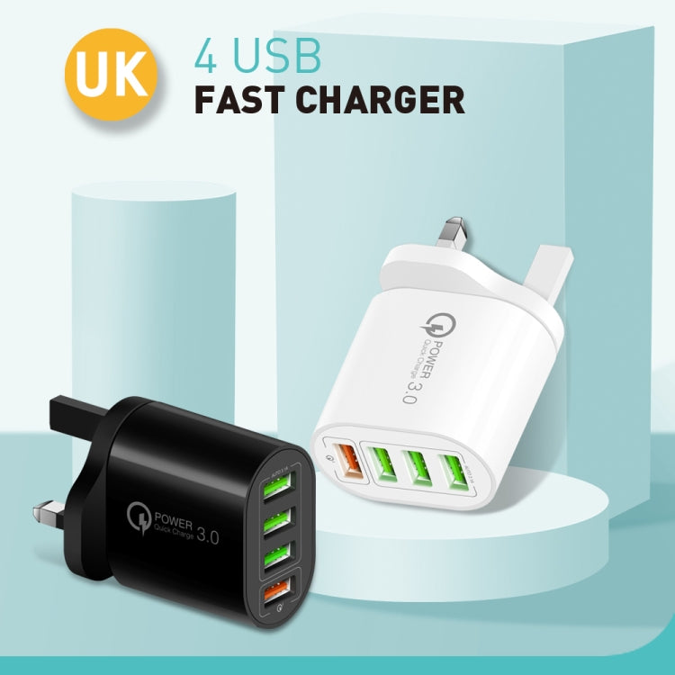 QC-04 QC3.0 + 3埠USB 2.0 多埠手機平板充電器，英規插頭，英規插頭