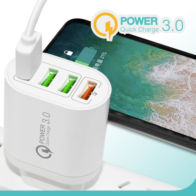 QC-04 QC3.0 + 3埠USB 2.0 多埠手機平板充電器，英規插頭，英規插頭