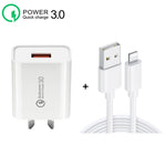 CA-25 QC3.0 USB 3A 快速充電器，附 USB 轉 8 Pin 數據線，澳規插頭，澳規插頭 + 8 Pin 線