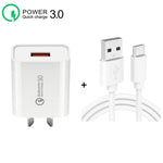 CA-25 QC3.0 USB 3A 快速充電器，附1米USB轉Type-C數據線，澳規插頭，澳規插頭 + Type-C線