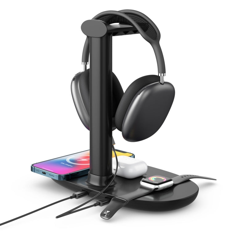 B-15A 4 合 1 耳機架無線充電器，適用智慧手機、iWatch 及 AirPods