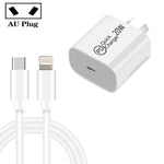 AU-20W PD USB-C / Type-C 旅行充電器，附 USB-C 轉 8 Pin 數據線，澳規插頭，澳規插頭 + 1米 8 Pin PD 線，澳規插頭 + 2米 8 Pin PD 線