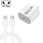 AU-20W PD USB-C / Type-C 旅行充電器，附 Type-C 對 Type-C 數據線，澳洲插頭，澳洲插頭 + 1米 PD 線，澳洲插頭 + 2米 PD 線