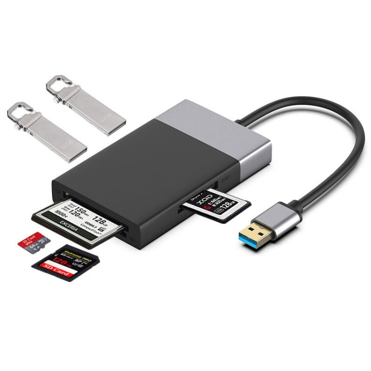6 合 1 USB 3.0 轉 USB3.0 x 2+CF 卡+TF 卡+SD 卡+XQD 卡集線器轉接器