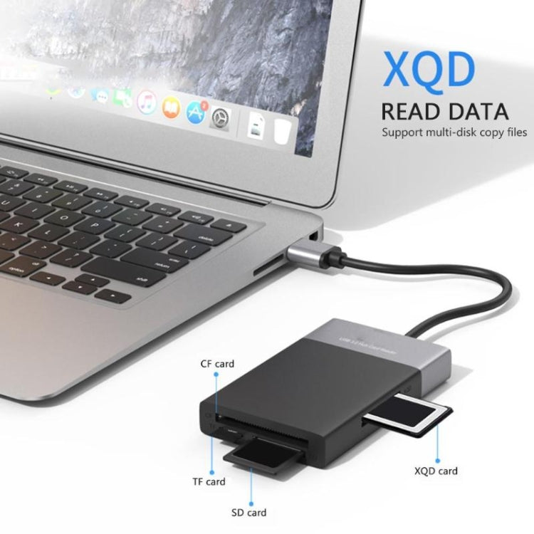 6 合 1 USB 3.0 轉 USB3.0 x 2+CF 卡+TF 卡+SD 卡+XQD 卡集線器轉接器