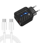 PD03 20W PD3.0 + QC3.0 USB 充電器，附 Type-C 對 Type-C 數據線，歐洲插頭，歐洲插頭 + Type-C 對 Type-C 線