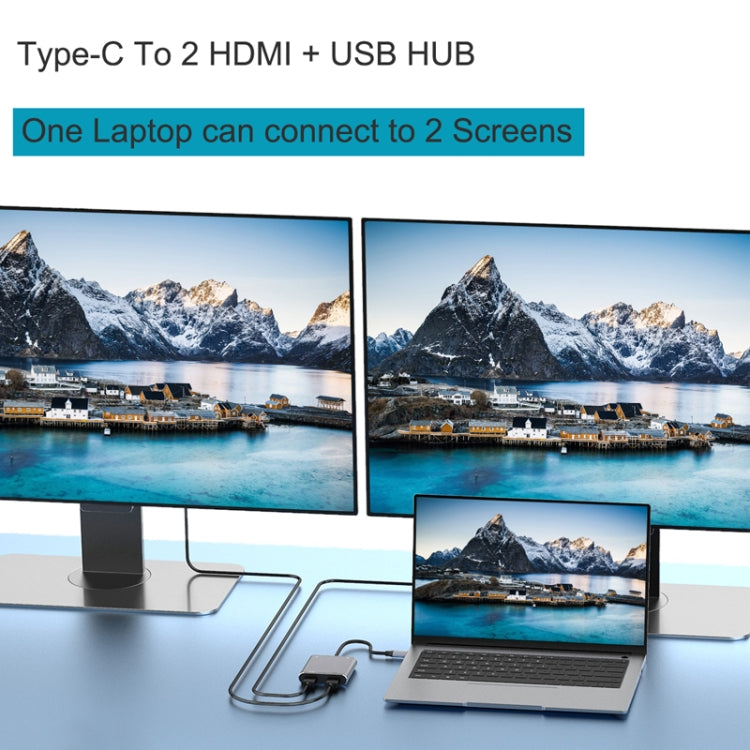 4 合 1 Type-C 轉雙 HDMI + USB + Type-C 集線器轉接器