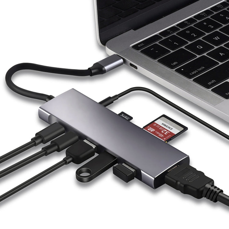 9 合 1 USB Type-C 轉 HDMI+USB3.0x3+Type-C+PD+SD/TF+音頻集線器轉接器，HDMI+USB3.0x3+Type-C+PD+SD/TF+音頻 轉 Type-C