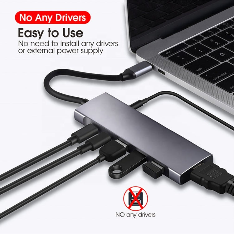 9 合 1 USB Type-C 轉 HDMI+USB3.0x3+Type-C+PD+SD/TF+音頻集線器轉接器，HDMI+USB3.0x3+Type-C+PD+SD/TF+音頻 轉 Type-C