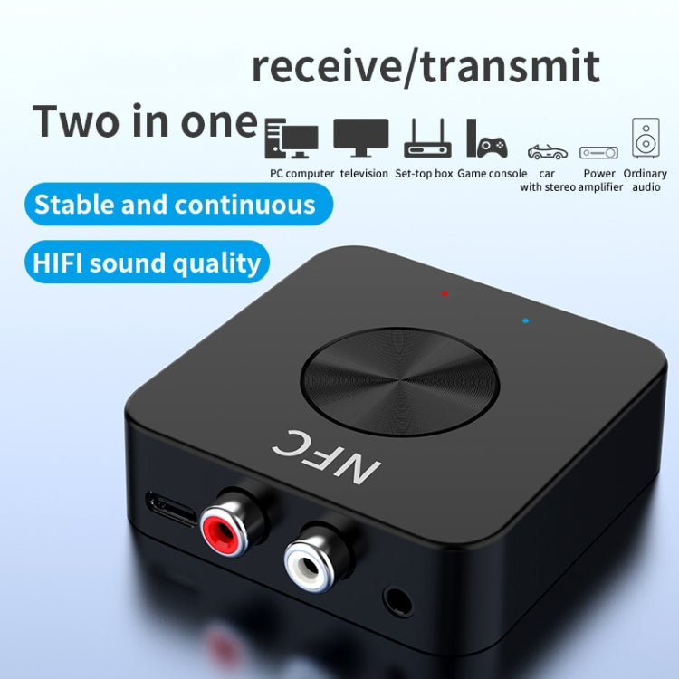 BT-21 NFC 藍牙 5.0 接收器與發射器 RCA 3.5mm AUX 音頻轉接器, BT-21