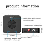 BT-21 NFC 藍牙 5.0 接收器與發射器 RCA 3.5mm AUX 音頻轉接器, BT-21