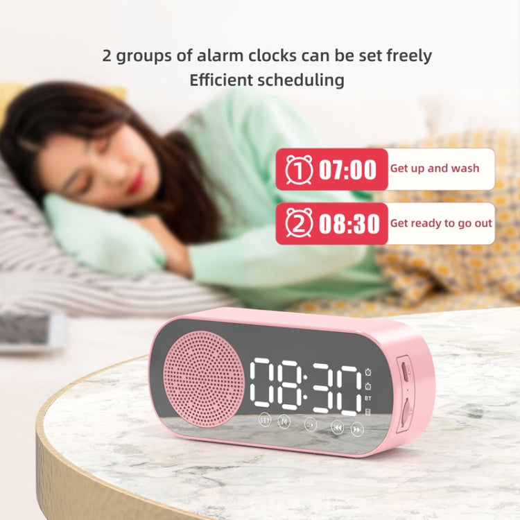 Z7 數位藍牙 5.0 喇叭多功能鏡面鬧鐘 FM 收音機，Z7（黑色）、Z7（白色）、Z7（粉色）