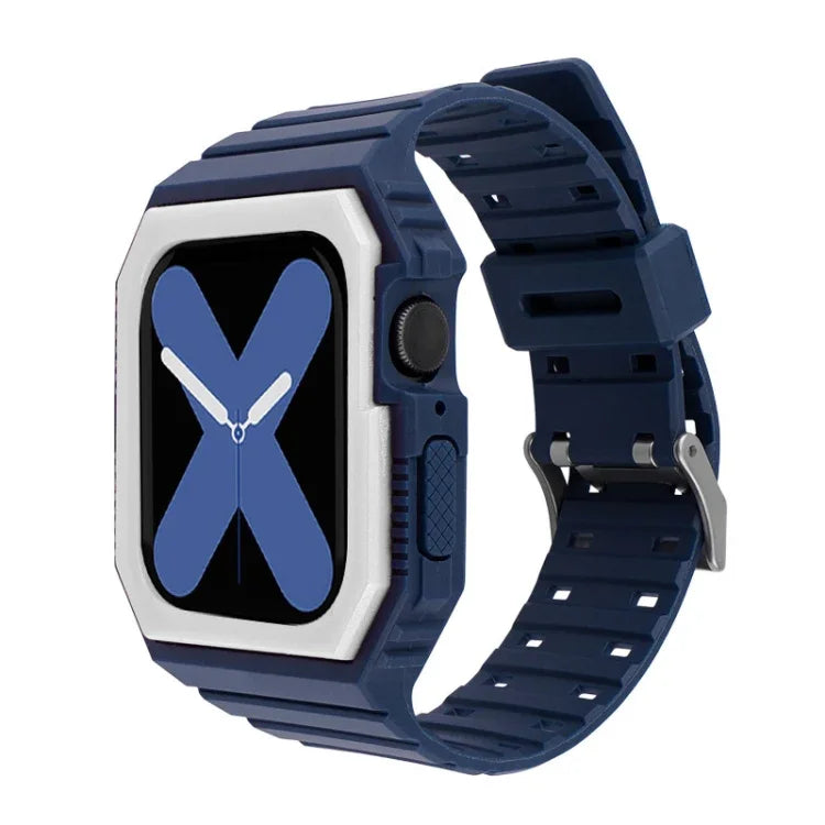 Silicone Strap with Case For Apple Watch Series, 7 41mm / 6&SE&5&4 40mm / 3&2&1 38mm, 7 45mm / 6&SE&5&4 44mm / 3&2&1 42mm