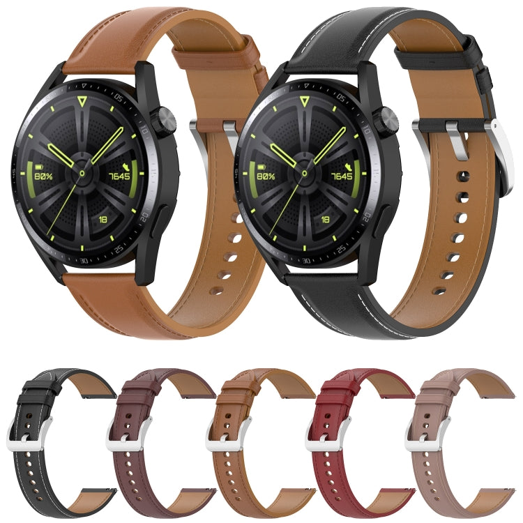 小牛紋理縫線錶帶，適用於 Samsung Galaxy Watch 3 45mm，適用於 Samsung Galaxy Watch 46mm，適用於 Samsung Galaxy Gear S3 Classic / Gear S3 Frontier