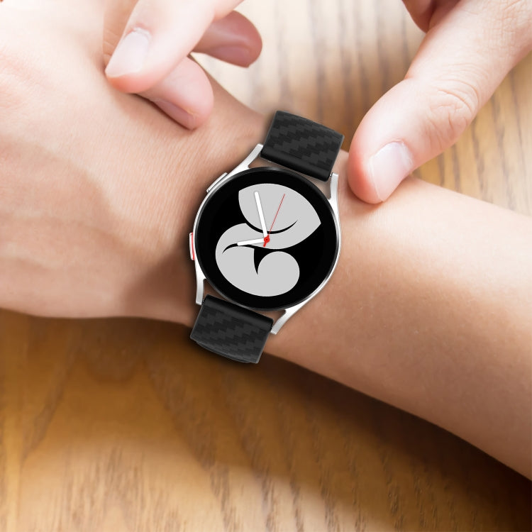 20mm 碳纖維條紋矽膠錶帶，適用於 Samsung Galaxy Watch 4 40mm / 44mm，適用於 Samsung Galaxy Watch 4 Classic 42mm / 46mm，適用於 Samsung Galaxy Watch 3 41mm，適用於 Samsung Galaxy Watch Active 2 40mm / 44mm