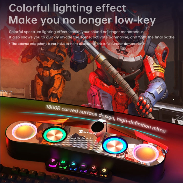 Newrixing NR555 桌面彩色 LED 遊戲藍牙揚聲器，支援 TF 與 FM