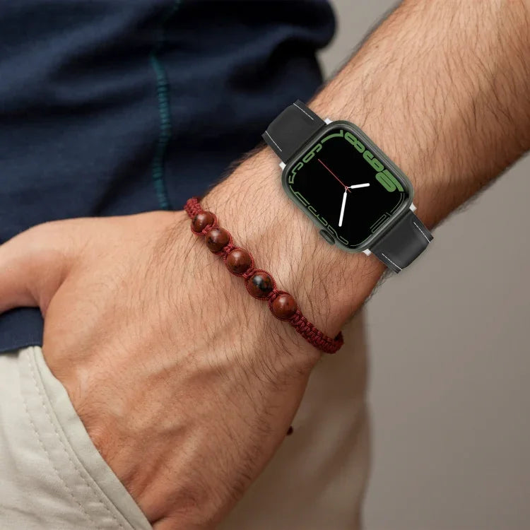頂層牛皮縫線錶帶，適用於 Apple Watch 系列，7 41mm / 6&SE&5&4 40mm / 3&2&1 38mm 20mm，7 45mm / 6&SE&5&4 44mm / 3&2&1 42mm 22mm，7 41mm / 6&SE&5&4 40mm / 3&2&1 38mm 22mm，7 45mm / 6&SE&5&4 44mm / 3&2&1 42mm 20mm