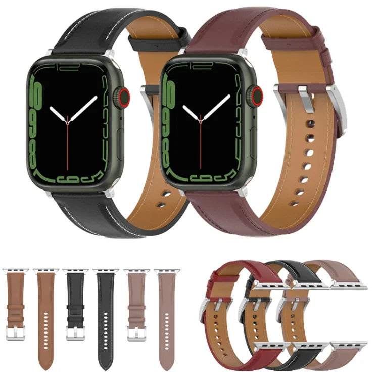 頂層牛皮縫線錶帶，適用於 Apple Watch 系列，7 41mm / 6&SE&5&4 40mm / 3&2&1 38mm 20mm，7 45mm / 6&SE&5&4 44mm / 3&2&1 42mm 22mm，7 41mm / 6&SE&5&4 40mm / 3&2&1 38mm 22mm，7 45mm / 6&SE&5&4 44mm / 3&2&1 42mm 20mm