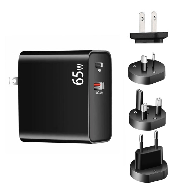 PD-65W USB-C / Type-C + QC3.0 USB 筆記型電腦充電器，澳洲插頭 / 美國插頭 / 歐盟插頭 / 英國插頭，澳洲插頭 / 美國插頭 / 歐盟插頭 / 英國插頭