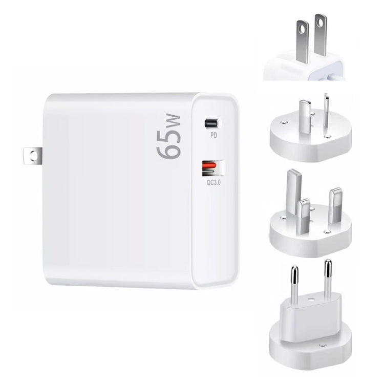 PD-65W USB-C / Type-C + QC3.0 USB 筆記型電腦充電器，澳洲插頭 / 美國插頭 / 歐盟插頭 / 英國插頭，澳洲插頭 / 美國插頭 / 歐盟插頭 / 英國插頭