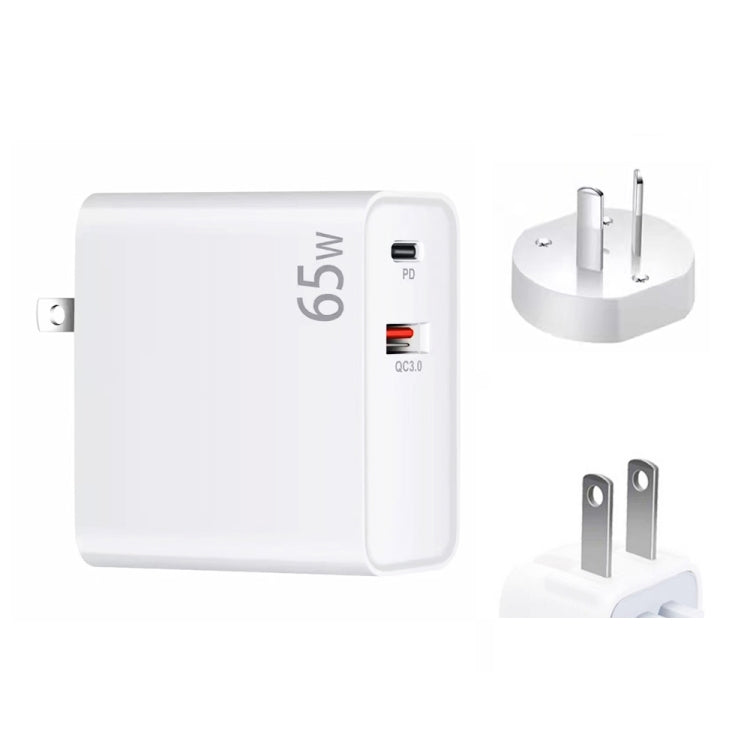 PD-65W USB-C / Type-C + QC3.0 USB 筆記型電腦充電器，澳洲插頭 / 美國插頭，澳洲插頭 / 美國插頭