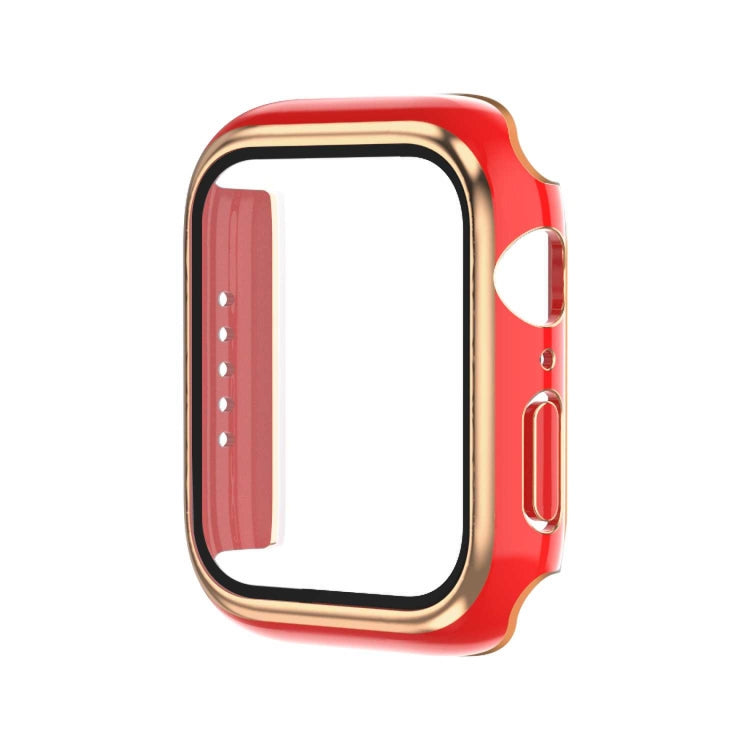 電鍍雙色 PC+鋼化膜錶殼，適用於 Apple Watch Series 9 / 8 / 7 45mm，適用於 Apple Watch Series 6/5/4/SE 44mm