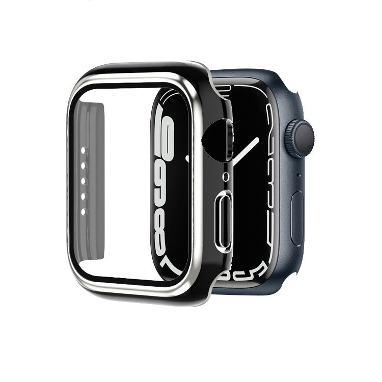 電鍍雙色 PC+鋼化膜錶殼，適用於 Apple Watch Series 9 / 8 / 7 45mm，適用於 Apple Watch Series 6/5/4/SE 44mm