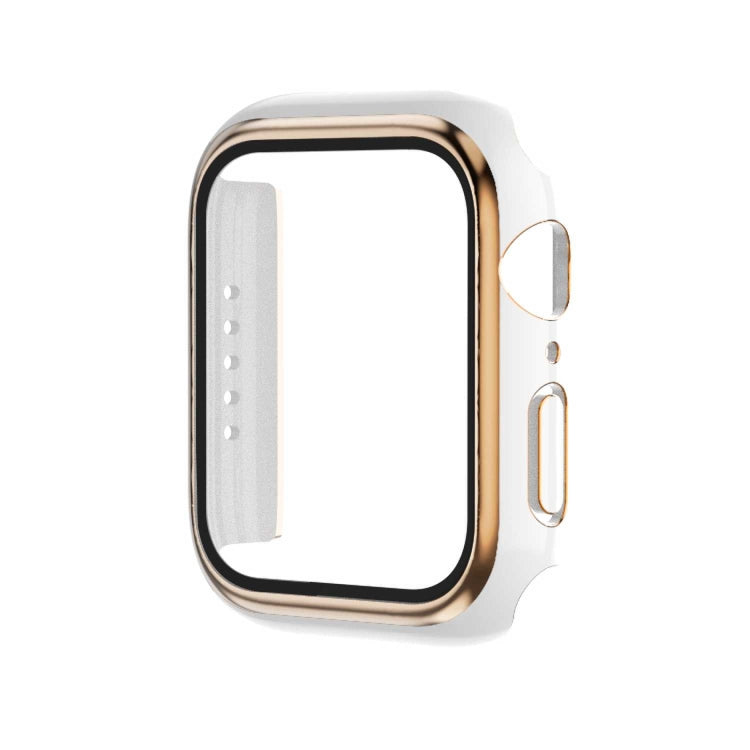 電鍍雙色 PC+鋼化膜錶殼，適用於 Apple Watch Series 9 / 8 / 7 45mm，適用於 Apple Watch Series 6/5/4/SE 44mm