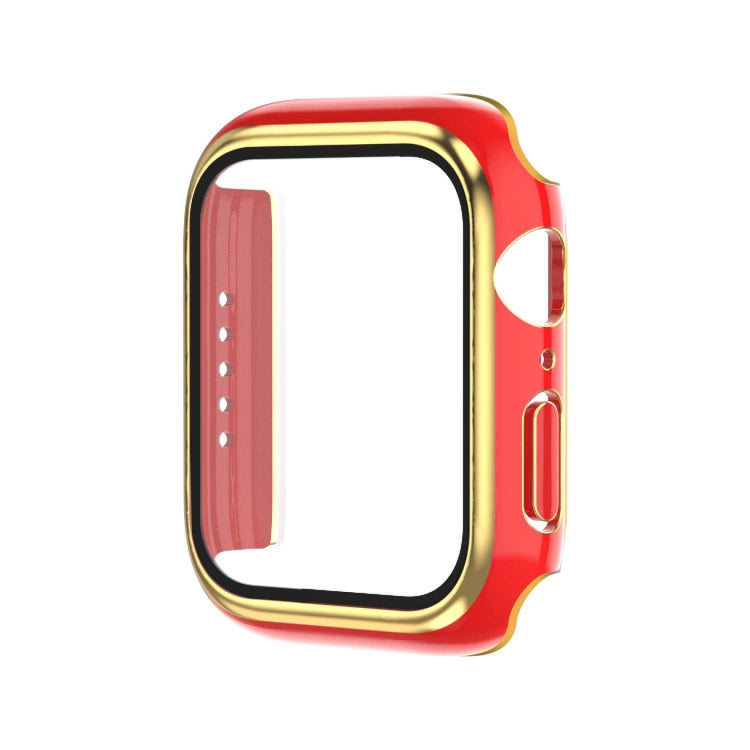 電鍍雙色 PC+鋼化膜錶殼，適用於 Apple Watch Series 9 / 8 / 7 45mm，適用於 Apple Watch Series 6/5/4/SE 44mm
