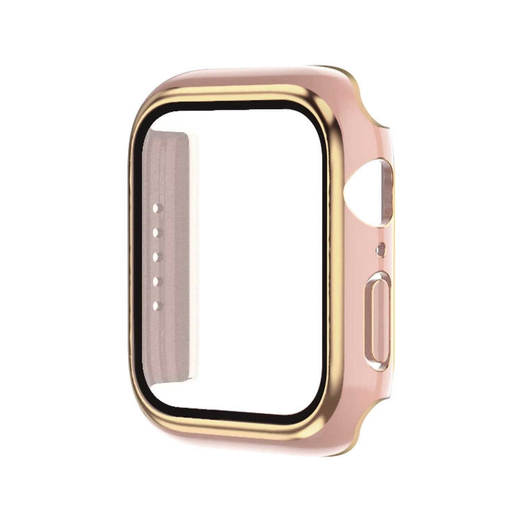 電鍍雙色 PC+鋼化膜錶殼，適用於 Apple Watch Series 9 / 8 / 7 45mm，適用於 Apple Watch Series 6/5/4/SE 44mm