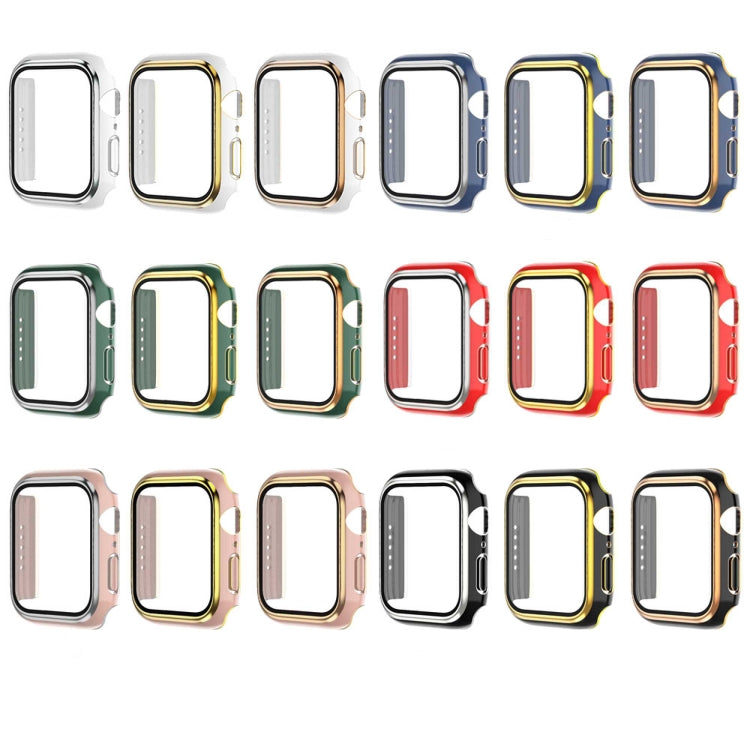 電鍍雙色 PC+鋼化膜錶殼，適用於 Apple Watch Series 3/2/1 42mm，適用於 Apple Watch Series 9 / 8 / 7 41mm