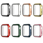 電鍍單色PC+鋼化膜錶殼，適用於 Apple Watch 系列 9 / 8 / 7 45mm，Apple Watch 系列 8 / 7 45mm，Apple Watch 系列 6/5/4/SE 44mm，Apple Watch 系列 3/2/1 42mm，Apple Watch 系列 9 / 8 / 7 41mm