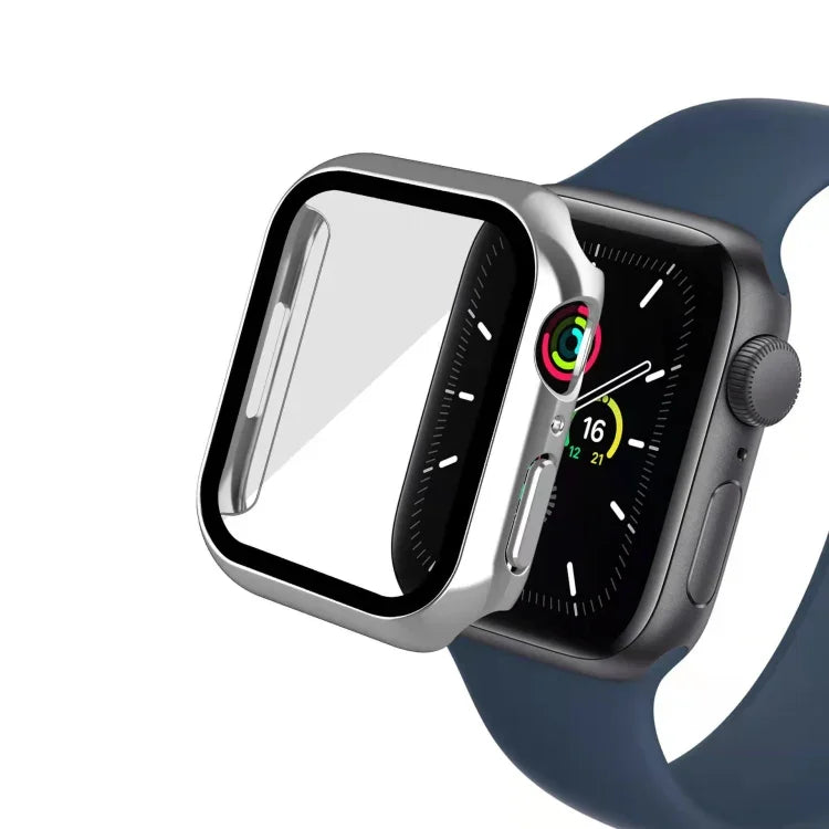 電鍍單色PC+鋼化膜錶殼，適用於 Apple Watch 系列 9 / 8 / 7 45mm，Apple Watch 系列 8 / 7 45mm，Apple Watch 系列 6/5/4/SE 44mm，Apple Watch 系列 3/2/1 42mm，Apple Watch 系列 9 / 8 / 7 41mm