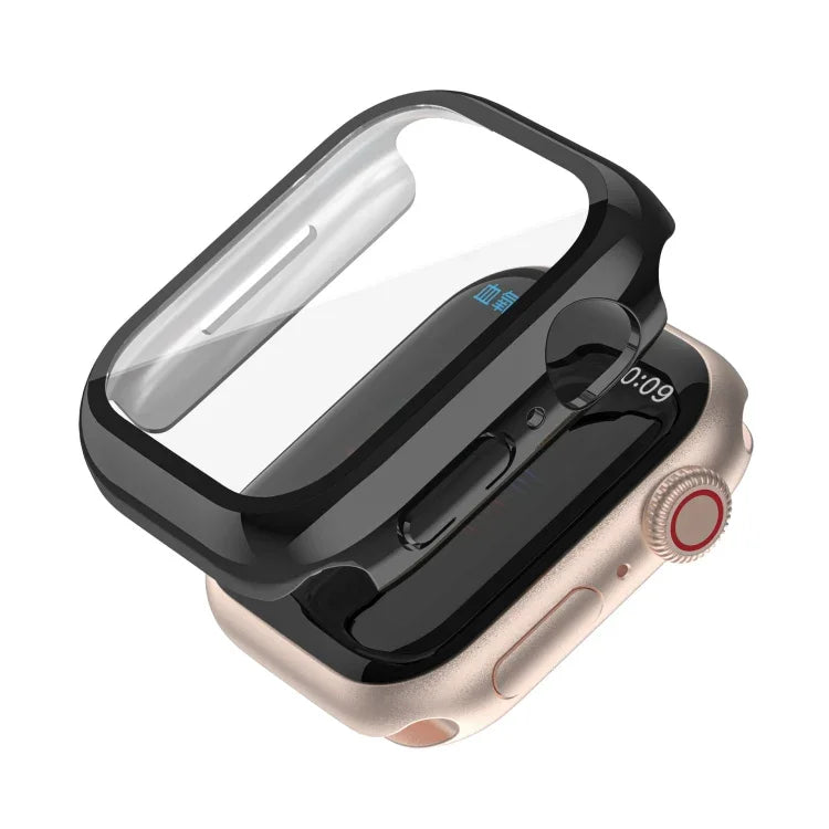 電鍍單色PC+鋼化膜錶殼，適用於 Apple Watch 系列 9 / 8 / 7 45mm，Apple Watch 系列 8 / 7 45mm，Apple Watch 系列 6/5/4/SE 44mm，Apple Watch 系列 3/2/1 42mm，Apple Watch 系列 9 / 8 / 7 41mm