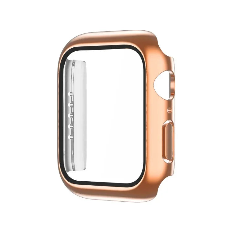 電鍍單色PC+鋼化膜錶殼，適用於 Apple Watch 系列 9 / 8 / 7 45mm，Apple Watch 系列 8 / 7 45mm，Apple Watch 系列 6/5/4/SE 44mm，Apple Watch 系列 3/2/1 42mm，Apple Watch 系列 9 / 8 / 7 41mm