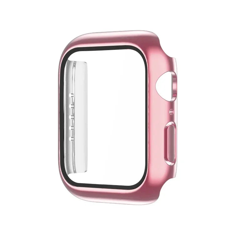 電鍍單色PC+鋼化膜錶殼，適用於 Apple Watch 系列 9 / 8 / 7 45mm，Apple Watch 系列 8 / 7 45mm，Apple Watch 系列 6/5/4/SE 44mm，Apple Watch 系列 3/2/1 42mm，Apple Watch 系列 9 / 8 / 7 41mm