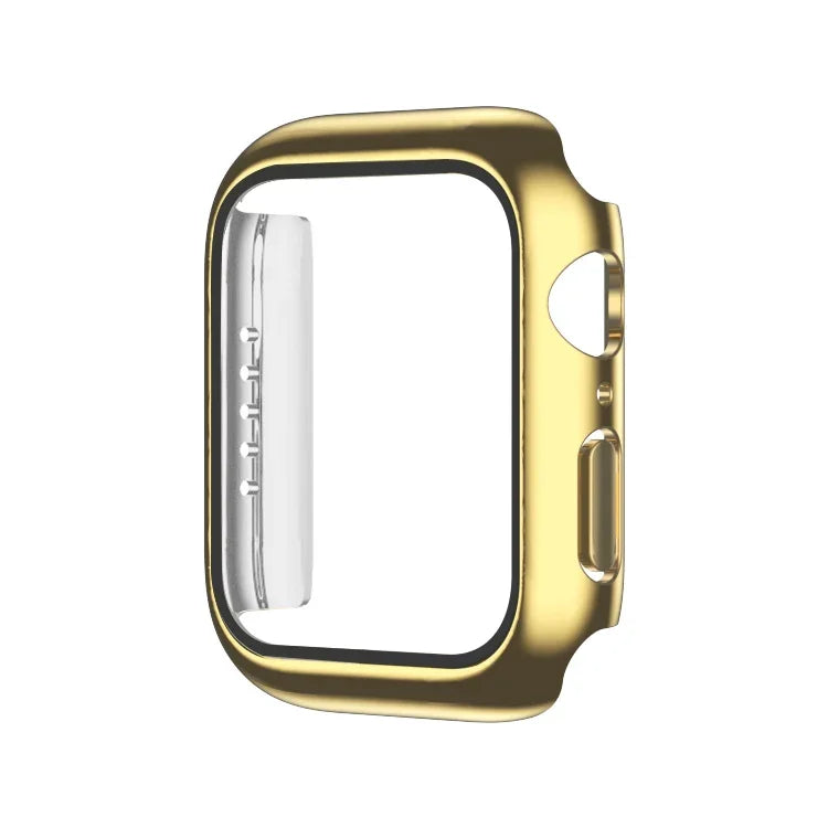 電鍍單色PC+鋼化膜錶殼，適用於 Apple Watch 系列 9 / 8 / 7 45mm，Apple Watch 系列 8 / 7 45mm，Apple Watch 系列 6/5/4/SE 44mm，Apple Watch 系列 3/2/1 42mm，Apple Watch 系列 9 / 8 / 7 41mm