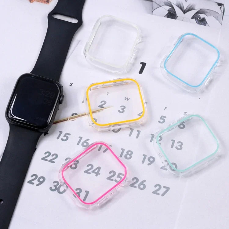 發光鏤空彩色PC錶殼，適用於 Apple Watch 系列 9 / 8 / 7 45mm，Apple Watch 系列 6/5/4/SE 44mm，Apple Watch 系列 3/2/1 42mm，Apple Watch 系列 9 / 8 / 7 41mm，Apple Watch 系列 6/5/4/SE 40mm