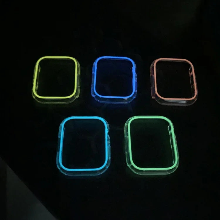 發光鏤空彩色PC錶殼，適用於 Apple Watch 系列 9 / 8 / 7 45mm，Apple Watch 系列 6/5/4/SE 44mm，Apple Watch 系列 3/2/1 42mm，Apple Watch 系列 9 / 8 / 7 41mm，Apple Watch 系列 6/5/4/SE 40mm